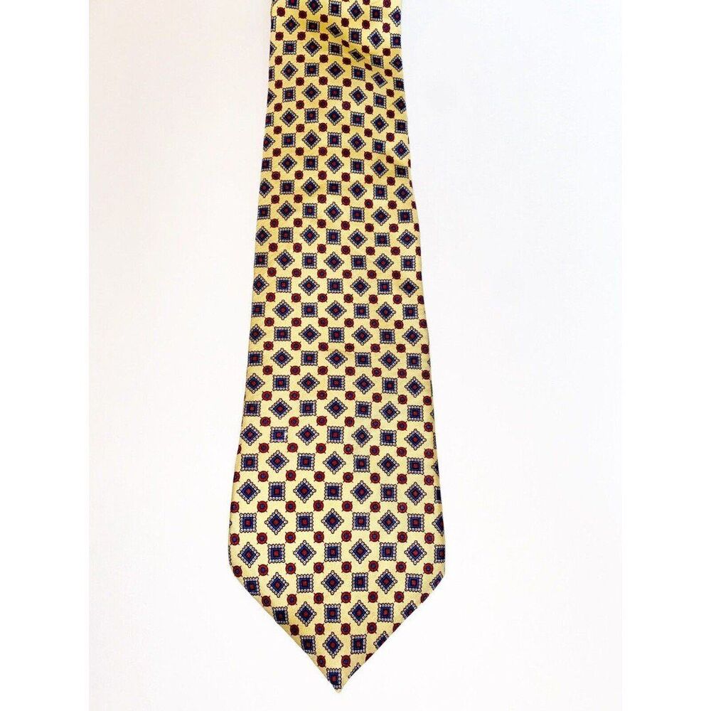 Savile Row Tie Yellow Blue Burgundy
